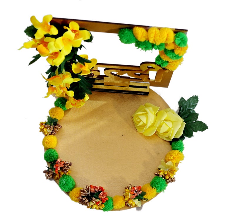 THE BRIDE MADE Wood Decorative Haldi Mehndi Platter, 10X10X8 Inches, Handmade for Wedding Celebrations (Regular) - Image 3