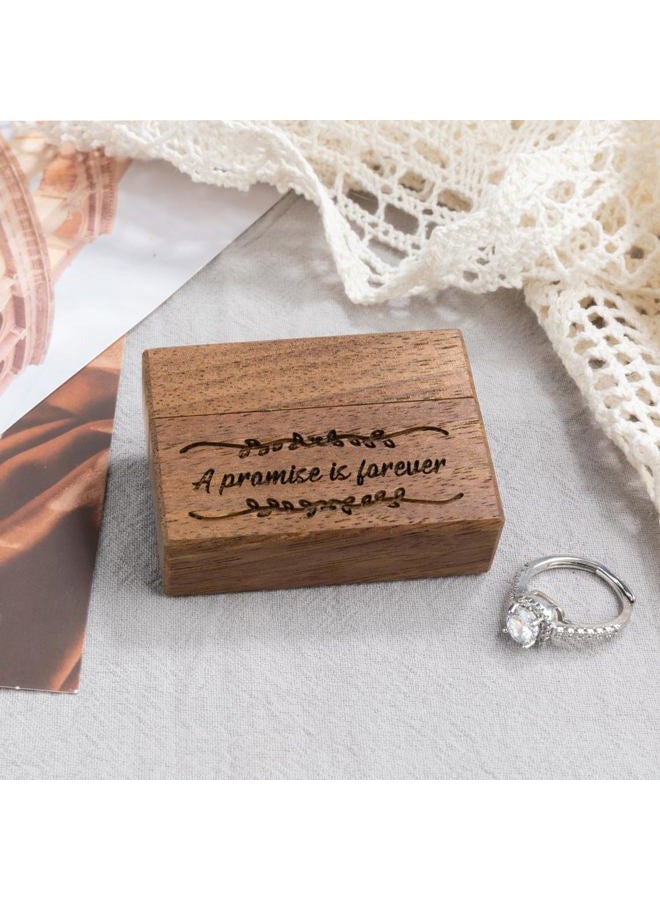 Wislist Wooden Engagement Ring Box Small Slim Flat Ring Case for Proposal,Wedding (A promise is forever) - Image 4