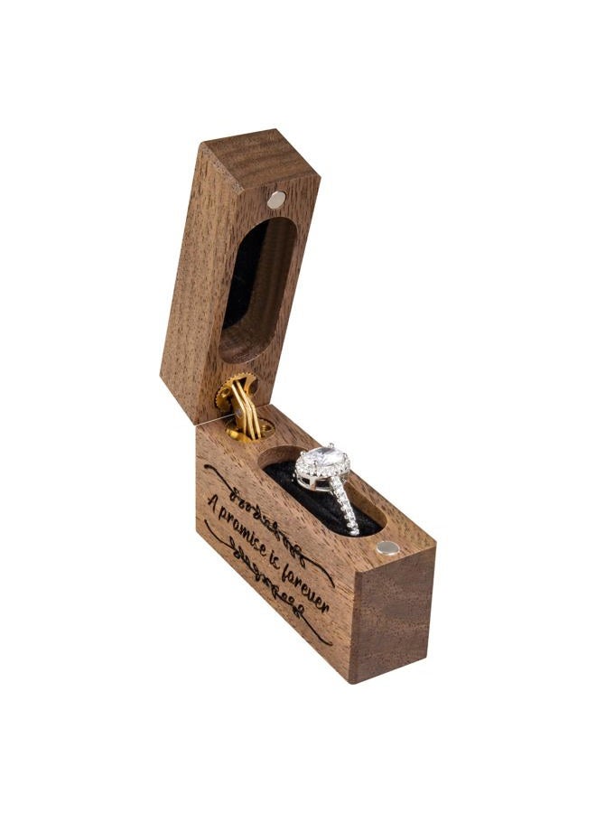 Wislist Wooden Engagement Ring Box Small Slim Flat Ring Case for Proposal,Wedding (A promise is forever) - Image 2