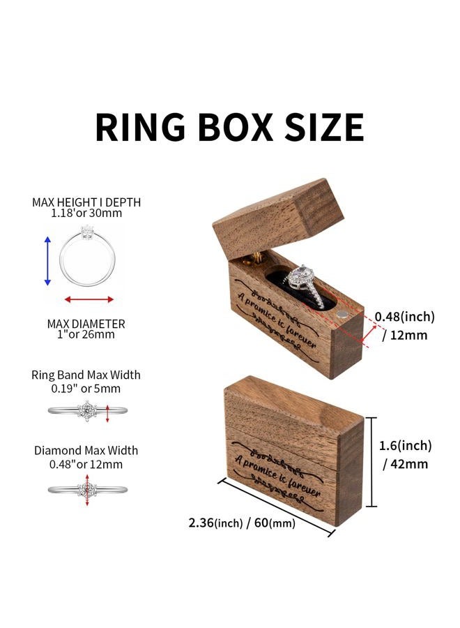 Wislist Wooden Engagement Ring Box Small Slim Flat Ring Case for Proposal,Wedding (A promise is forever) - Image 5