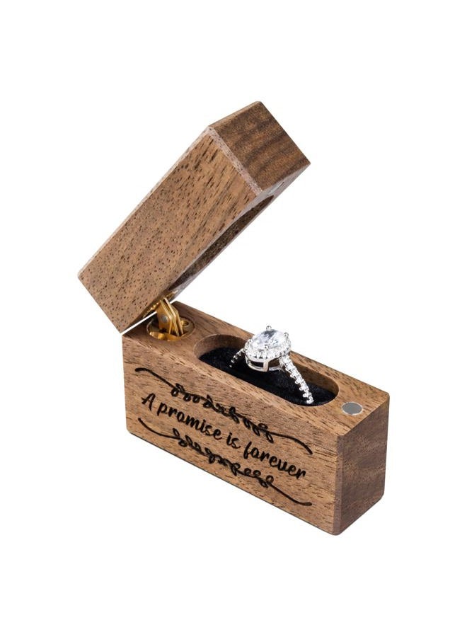 Wislist Wooden Engagement Ring Box Small Slim Flat Ring Case for Proposal,Wedding (A promise is forever) - Image 1