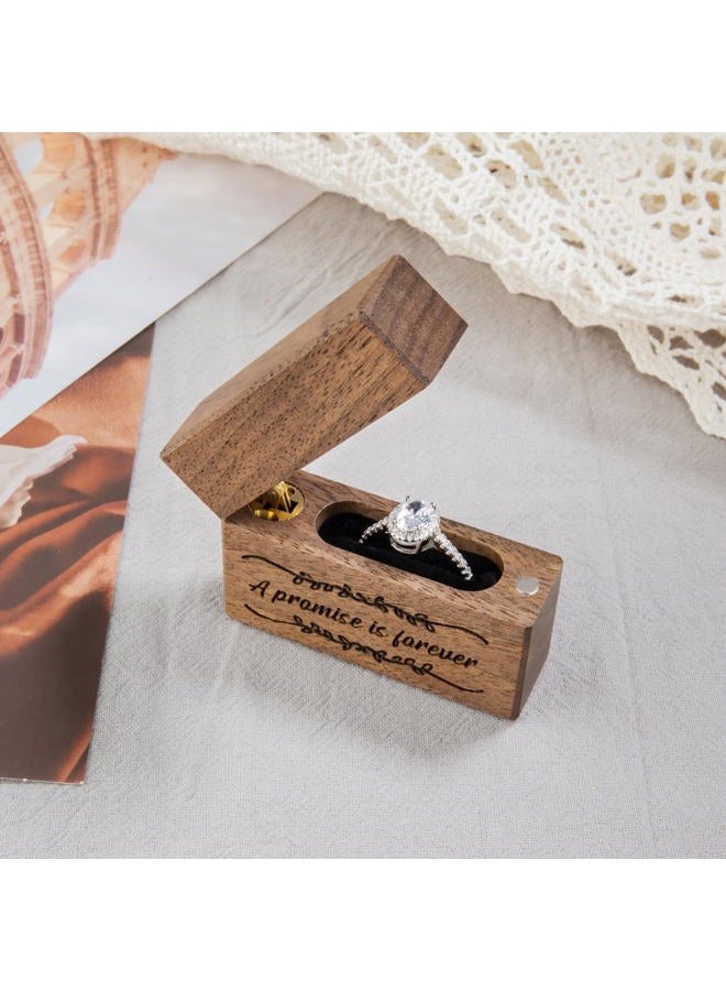 Wislist Wooden Engagement Ring Box Small Slim Flat Ring Case for Proposal,Wedding (A promise is forever) - Image 3
