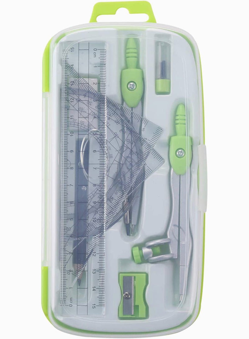 Generic 10-Piece Math Geometry Kit for Students with Durable Storage Box, Includes Rulers, Protractor, Compass, Eraser, Pencil Sharpener, Lead Refills, and Pencil for Drafting and Drawing  - Image 5