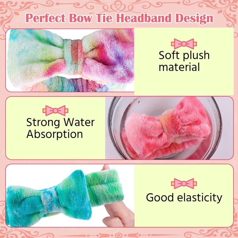 WSYUB Skincare Headband, 6pcs, Tie Dye Color, Soft Coral Fleece, Elastic, Washable, Reusable, For Women, Girls, Facial Makeup, Shower, Exercise, Party Gift - Image 4
