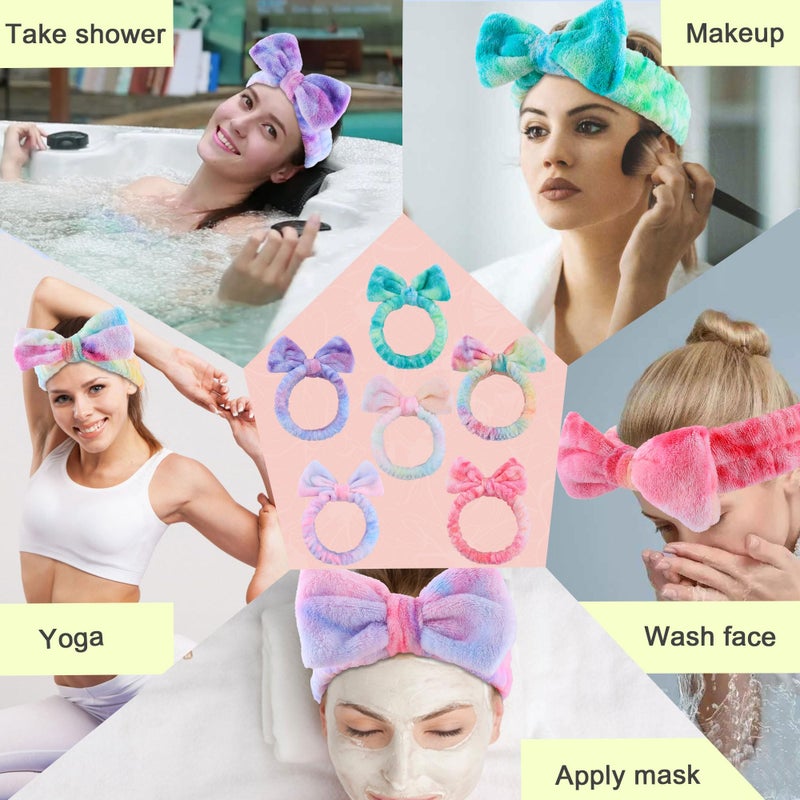 WSYUB Skincare Headband, 6pcs, Tie Dye Color, Soft Coral Fleece, Elastic, Washable, Reusable, For Women, Girls, Facial Makeup, Shower, Exercise, Party Gift - Image 5