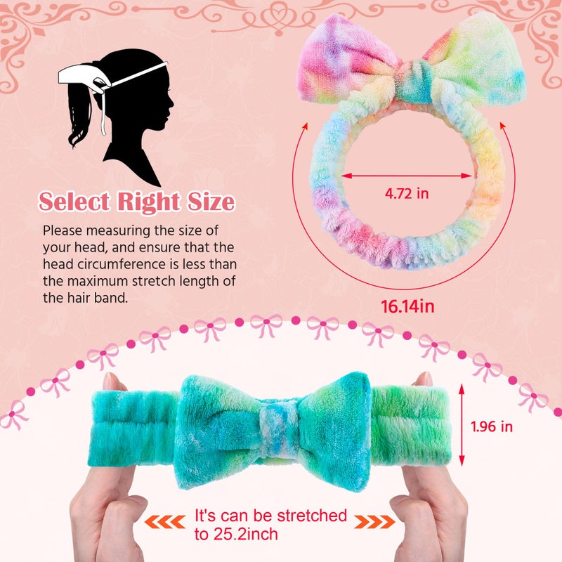 WSYUB Skincare Headband, 6pcs, Tie Dye Color, Soft Coral Fleece, Elastic, Washable, Reusable, For Women, Girls, Facial Makeup, Shower, Exercise, Party Gift - Image 2