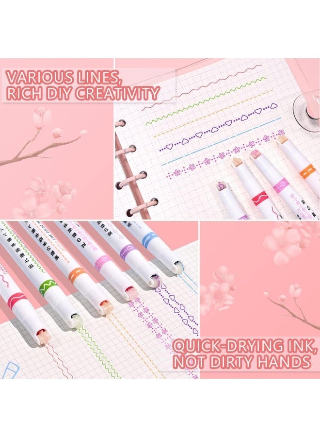 Generic SAFENHAND Curve Highlighter Pen Set, 6 Pcs Dual Tip Pens Highlighters, Curve Highlighter Pen for Kids, Colored Highlighters Markers for Coloring Books Writing Journal Drawing Scrapbook Art Office  - Image 3
