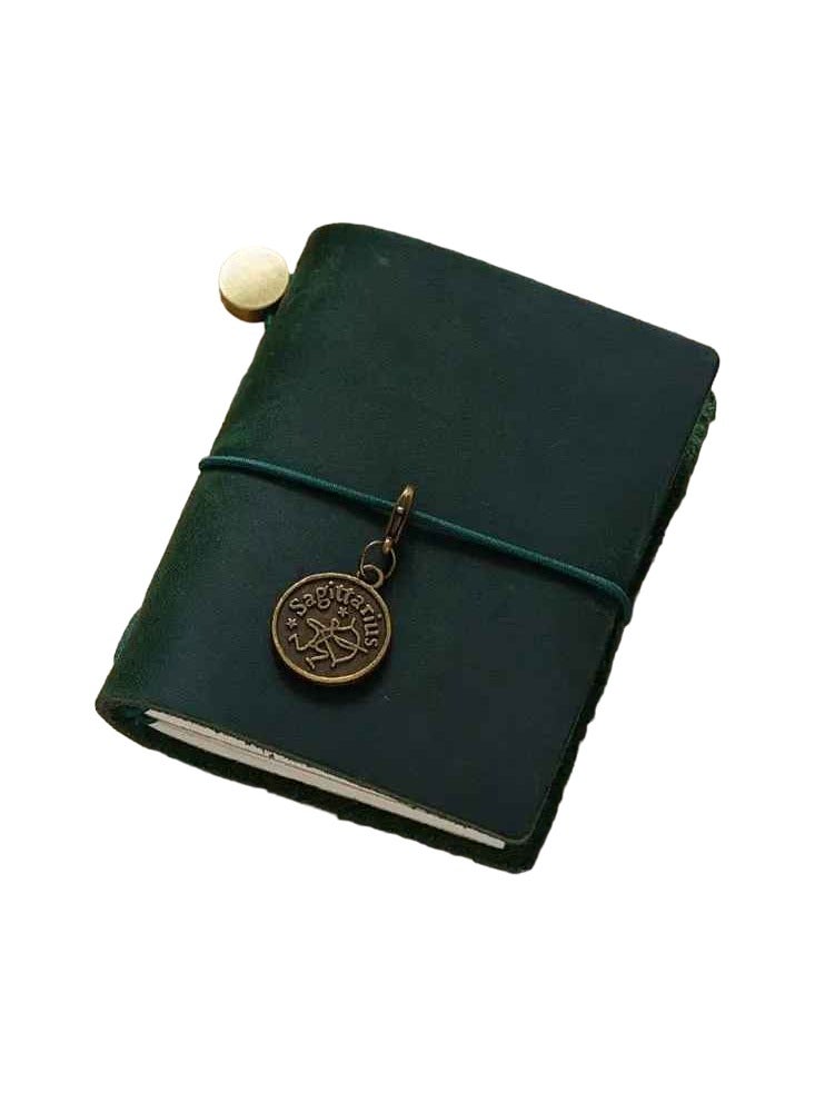Generic Mini Notebook, Vintage Leather Travelers Notebook, Elegant Design Compact Journal Diary, Lightweight Planner Organizer Pocket Notebook With Pendant, (1pc, Blackish Green)  - Image 1