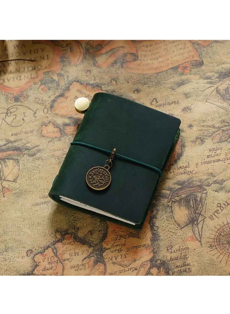 Generic Mini Notebook, Vintage Leather Travelers Notebook, Elegant Design Compact Journal Diary, Lightweight Planner Organizer Pocket Notebook With Pendant, (1pc, Blackish Green)  - Image 2