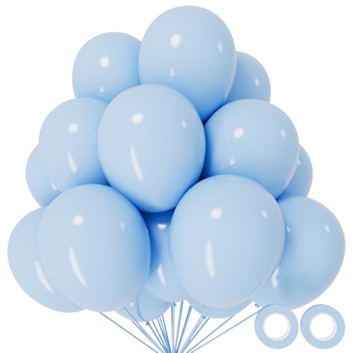 KUULBELA 110pcs Pastel Blue Balloon 12 Inch Pastel Blue Latex Balloons for Birthday Party Baby Shower Weddingwith 2 Ribbons - Image 1