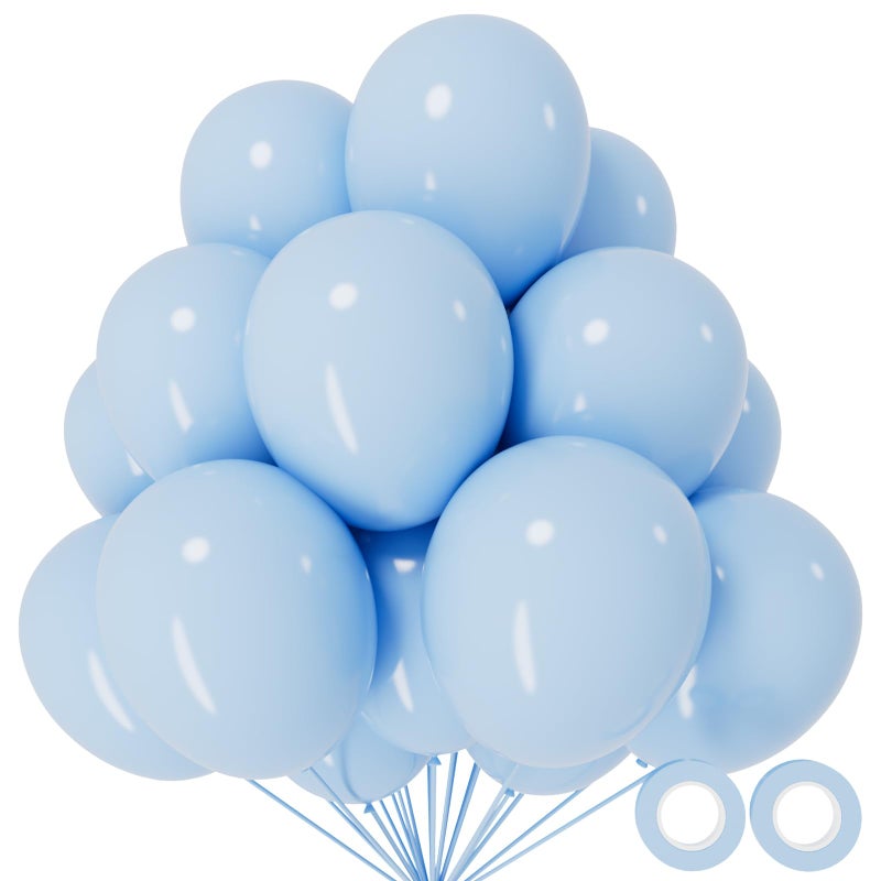 KUULBELA 110pcs Pastel Blue Balloon 12 Inch Pastel Blue Latex Balloons for Birthday Party Baby Shower Weddingwith 2 Ribbons - Image 3
