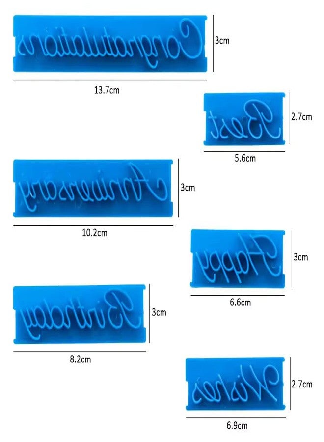 Anyana 6pcs set Cake Words Happy Birthday & Best Wishes & Congratulations & Anniversary cookie fondant stamper biscuit stamp impression cutter cupcake decorating Sugarcraft Cake Decoration topper - Image 4