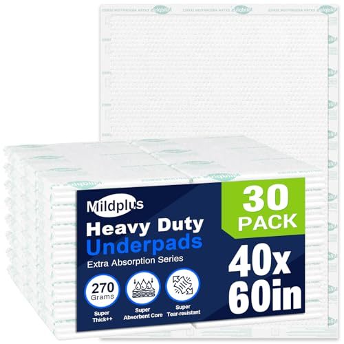 MILDPLUS Heavy Duty Underpads 40X60 Super Sized Chucks Pads 270 Grams Disposable Bed Pads with Strength Cloth Backing Extra Absorption Pads for Incontinence 100X152CM 30 Count Discreet Packaging - Image 2