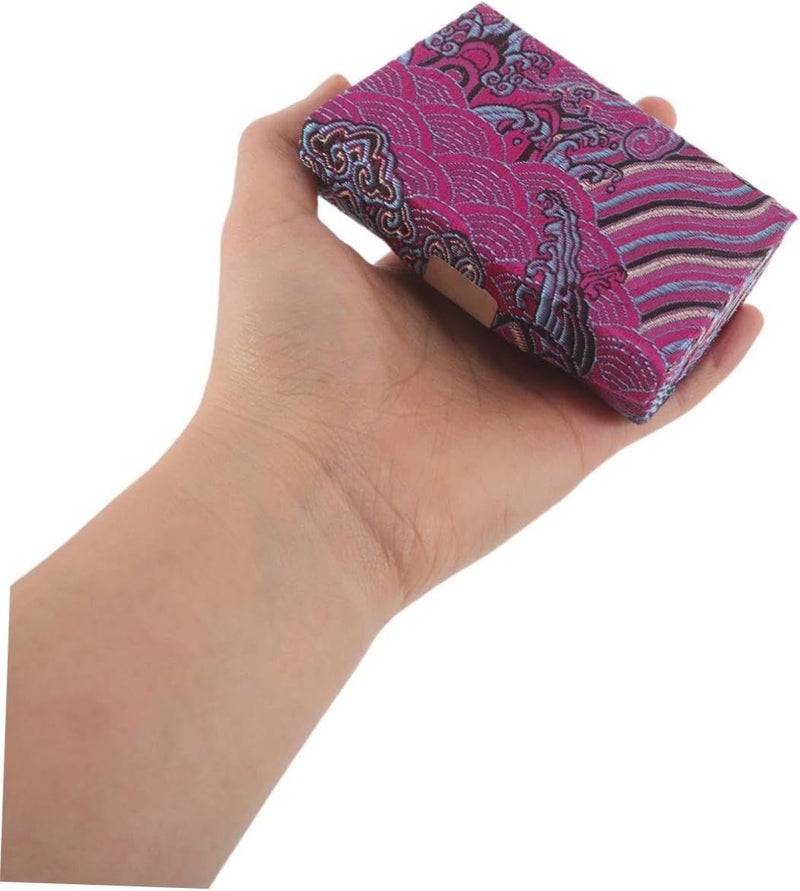 DOITOOL Portable Lipstick Organizer Case with Mirror – Hard Lip Balm Storage Box, Button Closure, Compact Makeup Travel Pouch for Women, Purple Embroidered Floral Pattern - Image 3