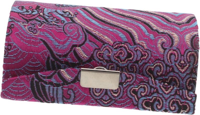 DOITOOL Portable Lipstick Organizer Case with Mirror – Hard Lip Balm Storage Box, Button Closure, Compact Makeup Travel Pouch for Women, Purple Embroidered Floral Pattern - Image 1