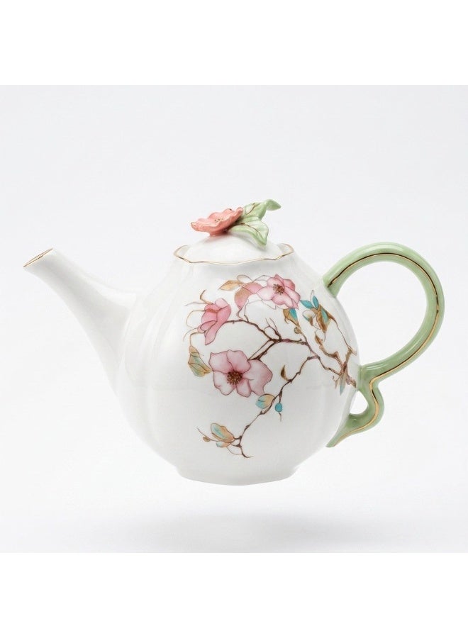 AKDC Angela 800ml Floral Grace Ceramic Coffee Pot White - Image 1