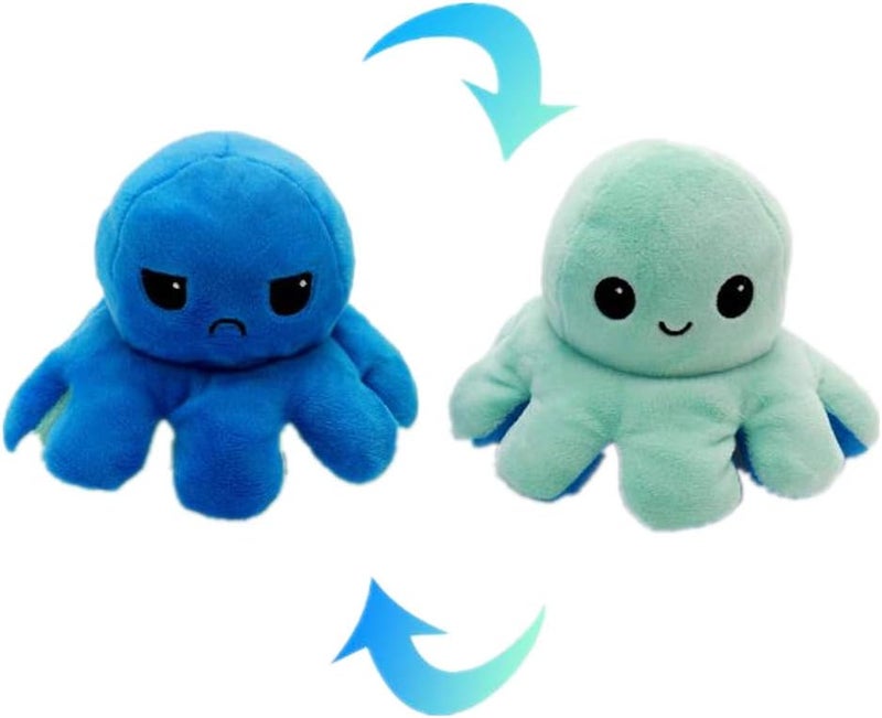 Playmate Fast & slow shipment compatible Double-Sided Flip Octopus Doll Soft Reversible Stuffed Animal Plush Toys (Dark Blue-Light Blue) Varied global sizing picks - Image 1