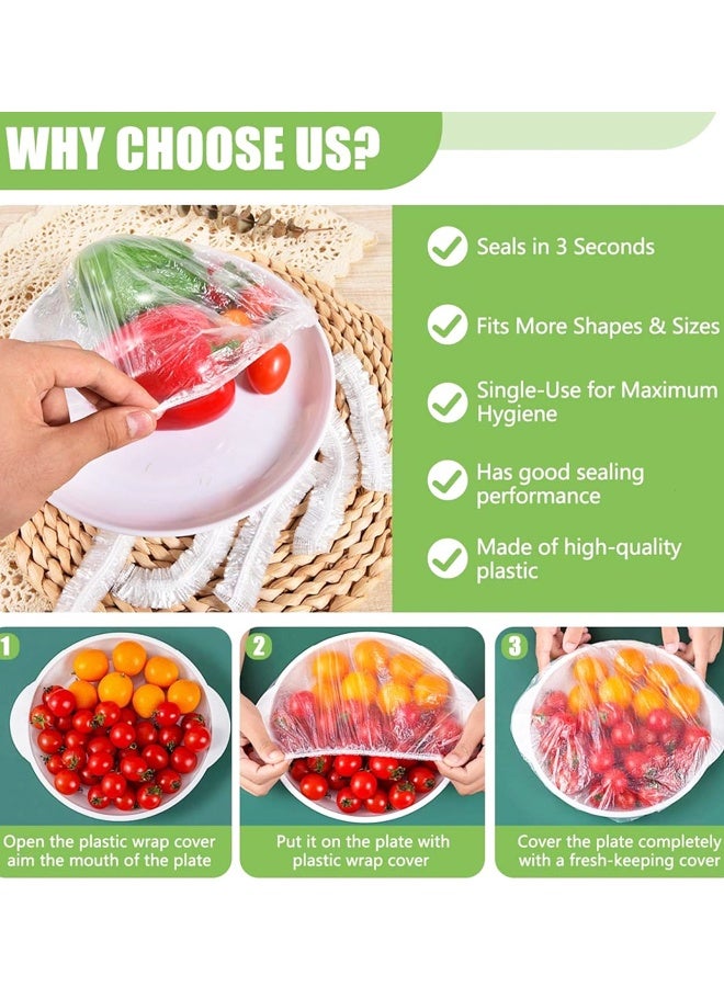 300 قطعة من أغطية أوعية الطعام البلاستيكية، لخبز العجين المخمر، قابلة للتمدد للحفاظ على الطعام طازجًا بعيدًا عن الغبار - Image 4