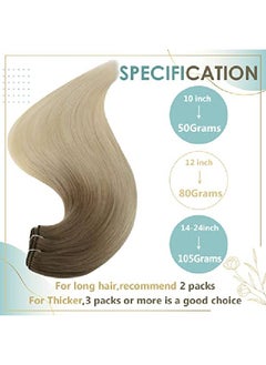 Full Shine Brown To Blonde Hair Extensions 18 Inch Sew In Human Hair Extensions Ash Brown Ombre 60 Platinum Blonde Weft Hair Extensions 100 Grams Weave In Extensions Blonde Bundles  - Image 3