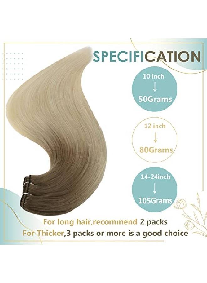 Full Shine Brown To Blonde Hair Extensions 18 Inch Sew In Human Hair Extensions Ash Brown Ombre 60 Platinum Blonde Weft Hair Extensions 100 Grams Weave In Extensions Blonde Bundles  - Image 3