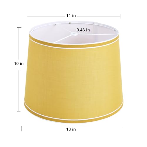 Luvkczc Lamp Shades Set of 2, Drum Lampshades, Lampshade 10 Inches Height, Lampshades for Table Lamp, Floor Lamp, Pendant Light, Yellow & White, Lamp Shade Harp Holder Included - Image 4