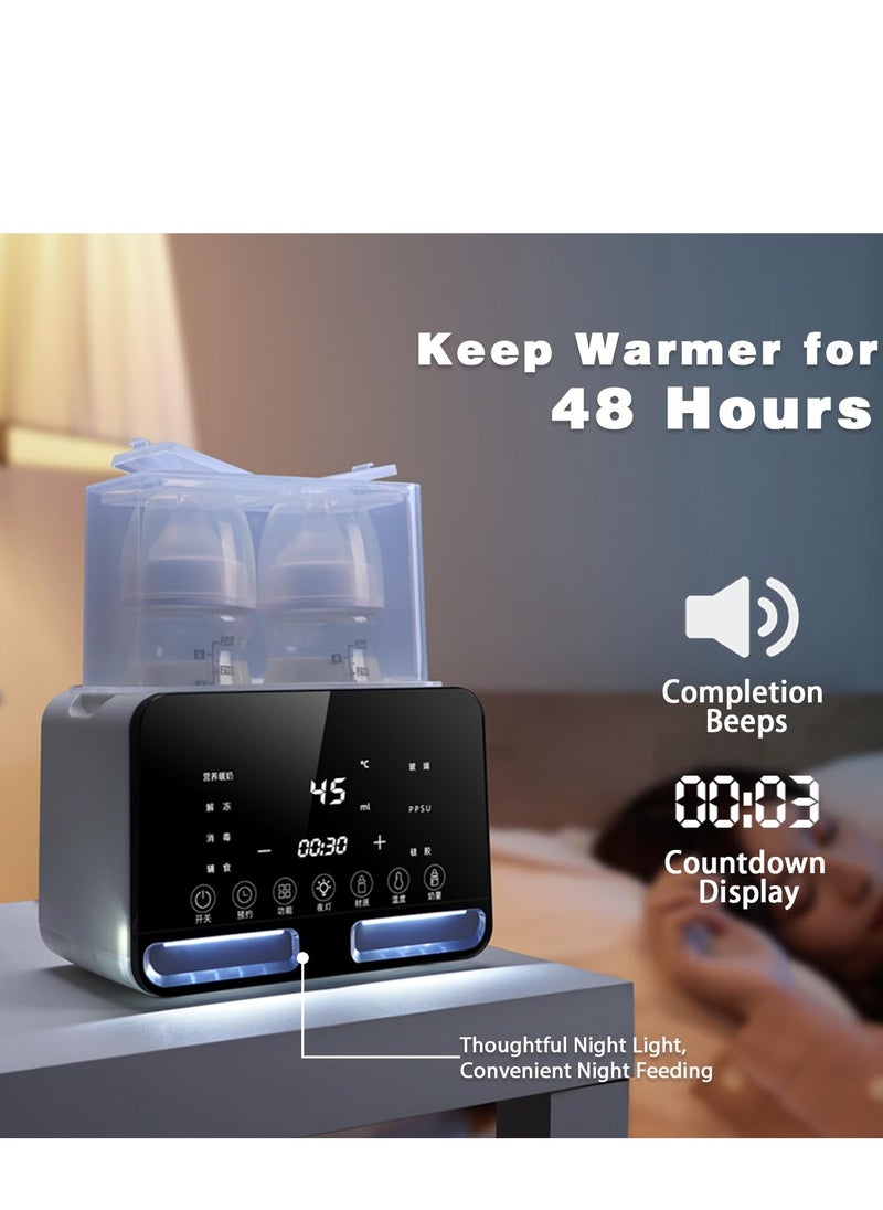 ARCOON - ARCOON Double Baby Milk Warmer 8-in-1 Fast Baby Milk Warmer with Timer for Breastmilk , Multifunctional Baby Milk Warmer with Food Hatter - Image 1