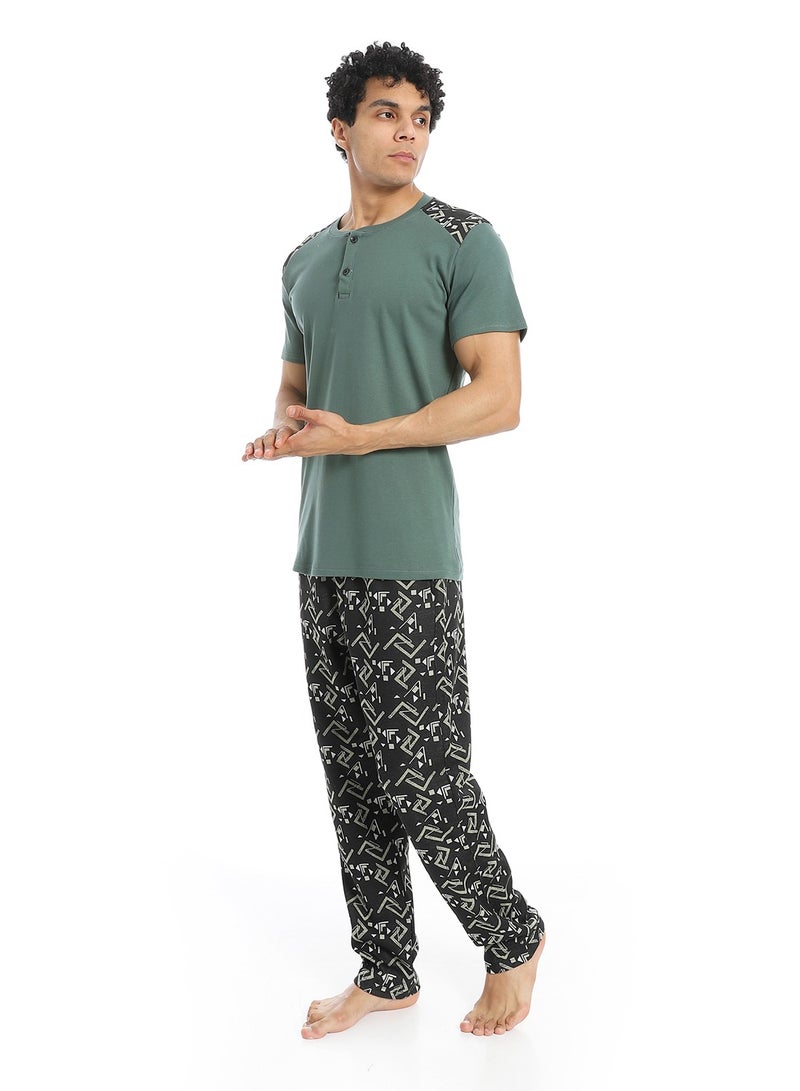 Caesar Men's 2-piece cotton half-sleeve pajamas - Image 2