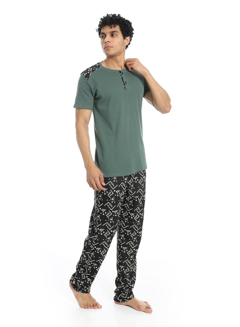 Caesar Men's 2-piece cotton half-sleeve pajamas - Image 3