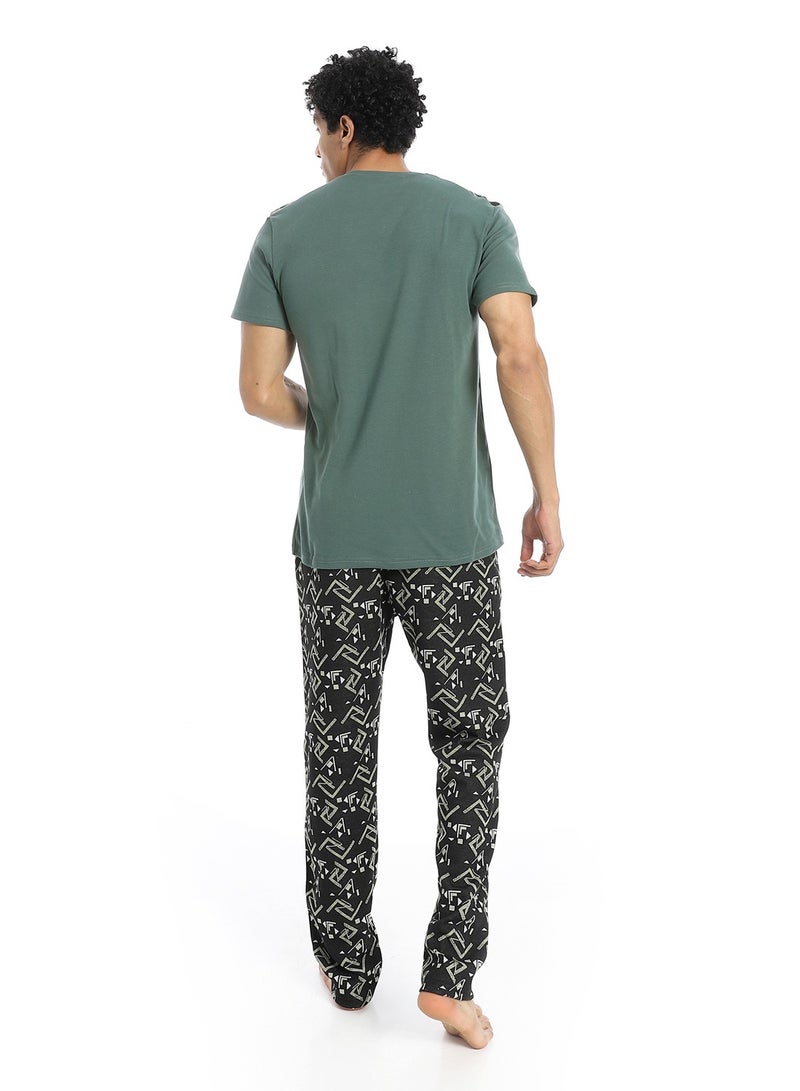Caesar Men's 2-piece cotton half-sleeve pajamas - Image 4