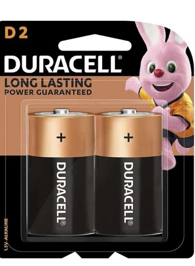 Duracell 2- Piece D-2 Long Lasting Batteries Multicolour  (2Pcs)