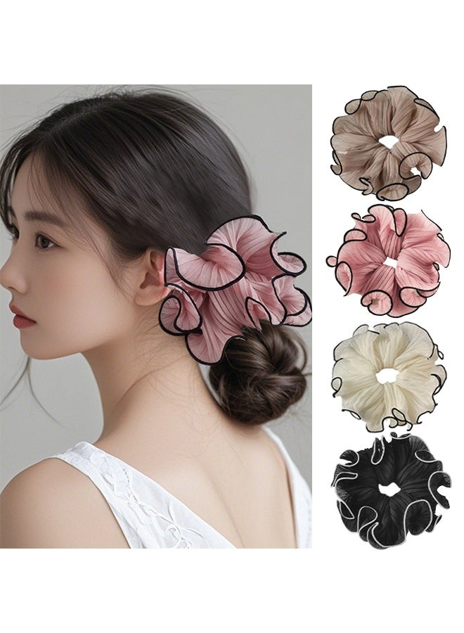 4 Pieces Of Elegant Fabric Hair Ties In Simple Colors For Women, These Hair Ties Are Perfect For Daily Use And Suitable For All Ages - Image 1