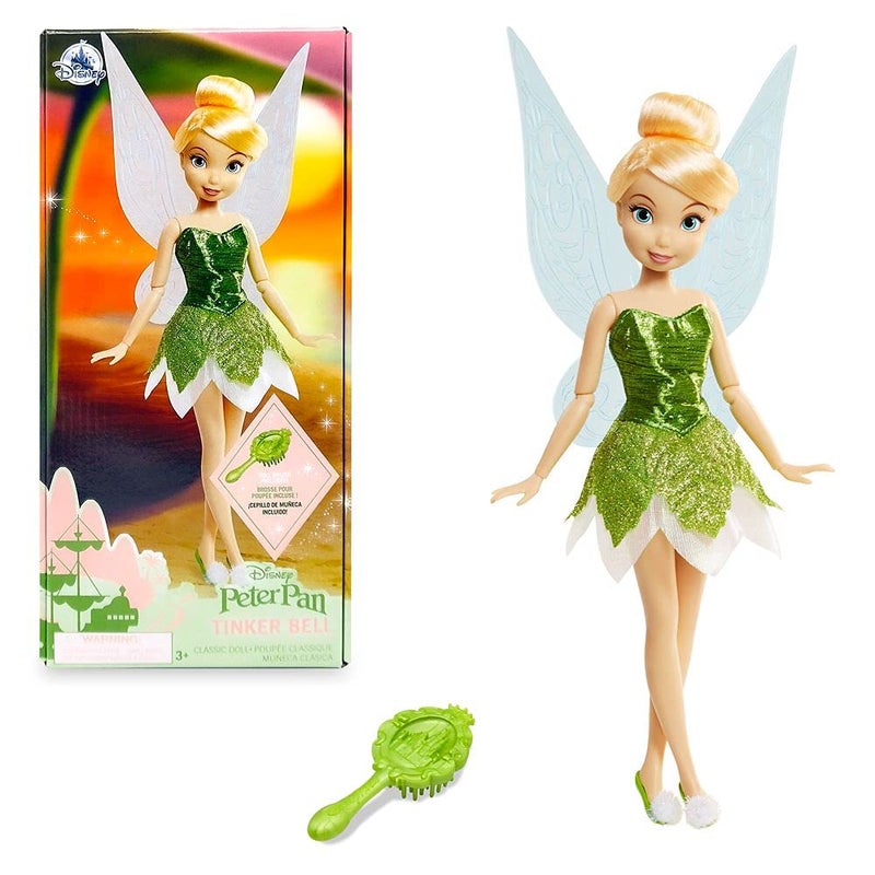 Disney Store Official Disney Princess Classic Doll (Tinker Bell from Peter Pan), 11 Inches, Includes Brush with Molded Details, Fully Posable Toy in Classic Outfit - Disney Princess Toys for Girls - Image 1