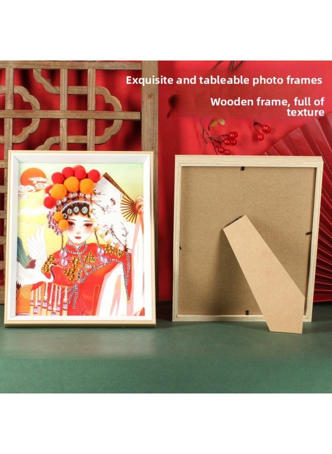 Non-heritage National Fashion Opera Painting Children's Handmade Diy Peking Opera Decorative Painting Photo Frame Painting Material Package Group Building Warm-up Field-Color:Tsing Yi  - Image 4