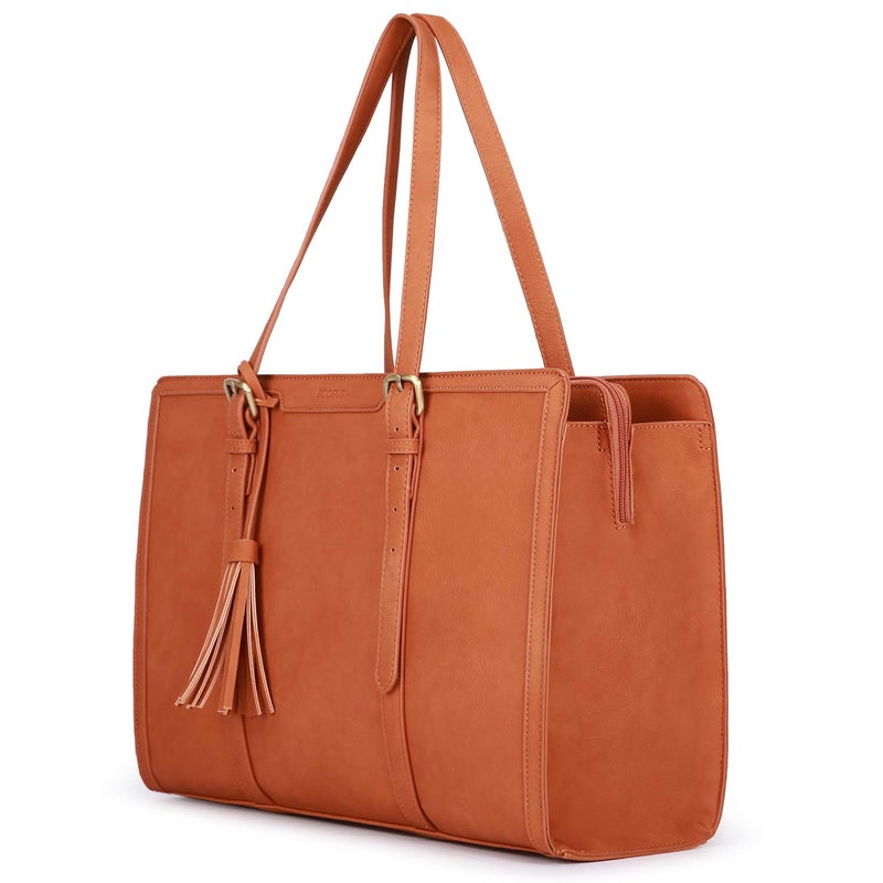 ECOSUSI Laptop Bag For Women 15.6 Inch Work Tote Bags PU Leather Computer Purse For Business Office With 3 Layer Compartments - Image 1