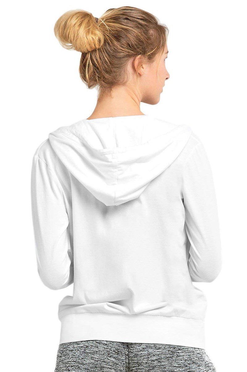 Sofra Women's Thin Cotton Zip Up Hoodie Jacket (L, White) - Image 2