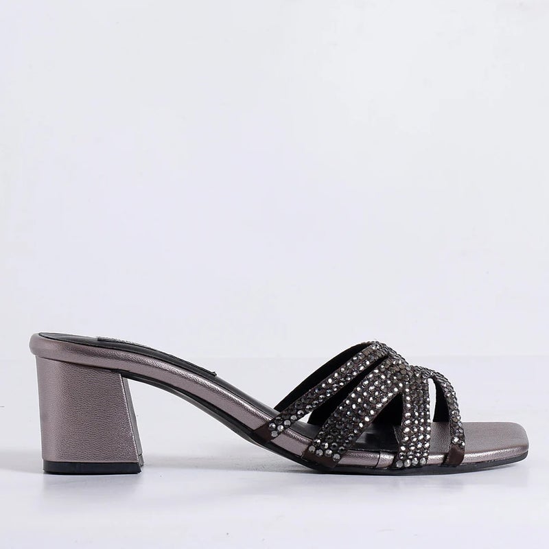 بلوري حذاء Asin 2.0 بكعب عالٍ مصنوع يدويًا ومقدمة مستديرة مقاس 2.5 بوصة للحفلات، الكاجوال، العمل، المواعدة، الكوكتيلات، النوادي الليلية - Image 4