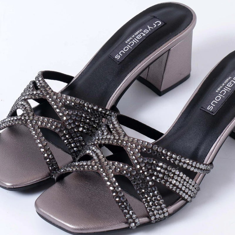 بلوري حذاء Asin 2.0 بكعب عالٍ مصنوع يدويًا ومقدمة مستديرة مقاس 2.5 بوصة للحفلات، الكاجوال، العمل، المواعدة، الكوكتيلات، النوادي الليلية - Image 3