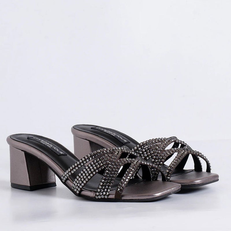 بلوري حذاء Asin 2.0 بكعب عالٍ مصنوع يدويًا ومقدمة مستديرة مقاس 2.5 بوصة للحفلات، الكاجوال، العمل، المواعدة، الكوكتيلات، النوادي الليلية - Image 1