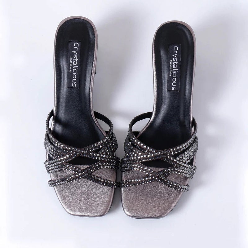 بلوري حذاء Asin 2.0 بكعب عالٍ مصنوع يدويًا ومقدمة مستديرة مقاس 2.5 بوصة للحفلات، الكاجوال، العمل، المواعدة، الكوكتيلات، النوادي الليلية - Image 2