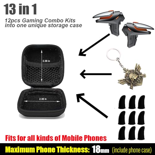 Mikirini 13 in 1 Mobile Phone Game Controller for iPhones & Android Phones, 2 Gaming Triggers Cell Phone Gaming Triggers compatible with PUBG Mobile/Fortnitee Mobile/Call of duty Mobile/Apex - Image 2