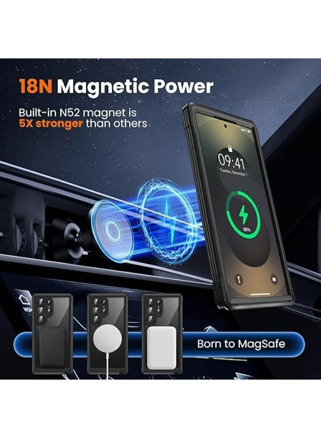 HaDoii Magnetic for Samsung Galaxy S26 Ultra Case with HD Screen Protector, Compatible with Magsafe, Military Grade Protection, 9H Tempered Glass Screen Full Body Shockproof Phone Cover 6.9", Black - Image 4