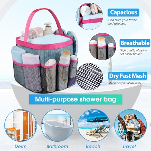 Attmu Mesh Shower Caddy Portable for College Dorm Room Essentials with 8 Pockets, Hanging Shower Caddy Dorm Basket, Quick Dry Shower Bag for Bathroom - Image 2