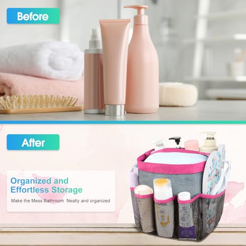 Attmu Mesh Shower Caddy Portable for College Dorm Room Essentials with 8 Pockets, Hanging Shower Caddy Dorm Basket, Quick Dry Shower Bag for Bathroom - Image 3