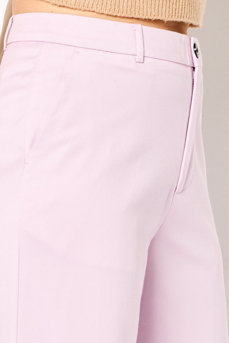 Scotch & Soda Women Regular Fit Solid Straight Leg Pants, Lavender - Image 3