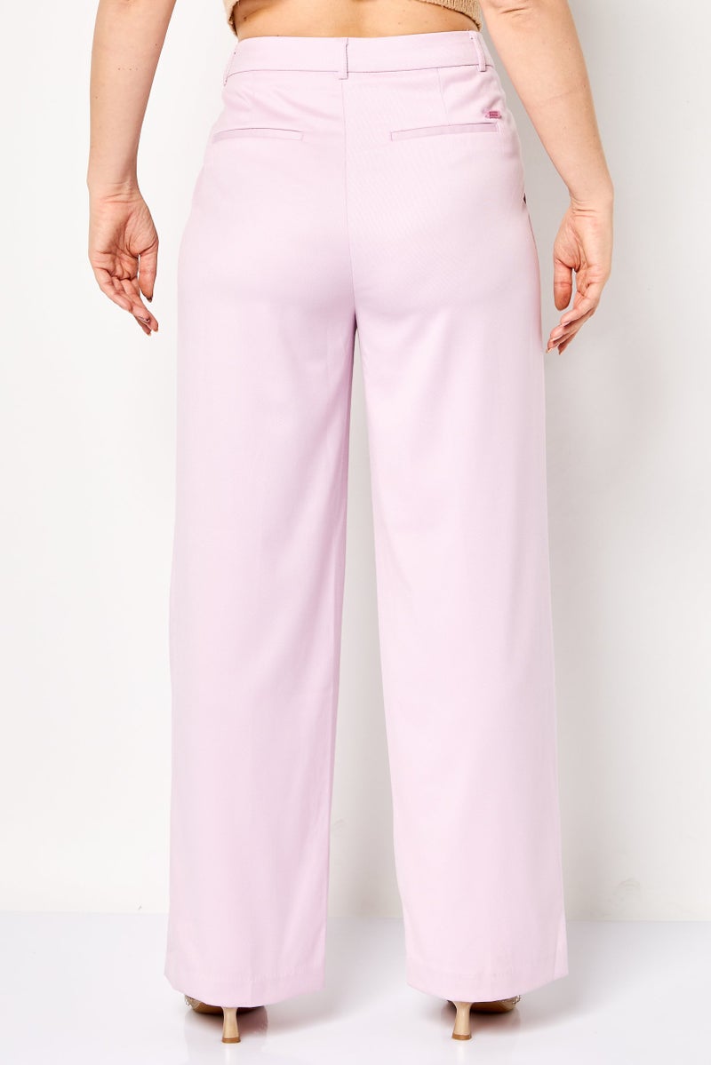 Scotch & Soda Women Regular Fit Solid Straight Leg Pants, Lavender - Image 4