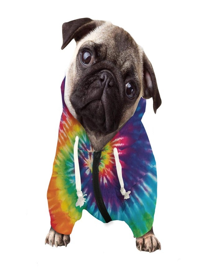Howilath Dog Zipper Hoodie - Stylish Tie-Dye Spiral Colorful Rainbow Cool Art Streetwear Hooded Clothes Apparel Costume Sweatshirt Tracksuits Pet Clothing - S - Image 3