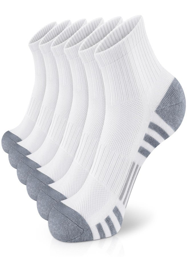 Airacker Athletic Quarter Socks with Cushion Running Ankle Socks for Men Women 6 Pairs - Image 1