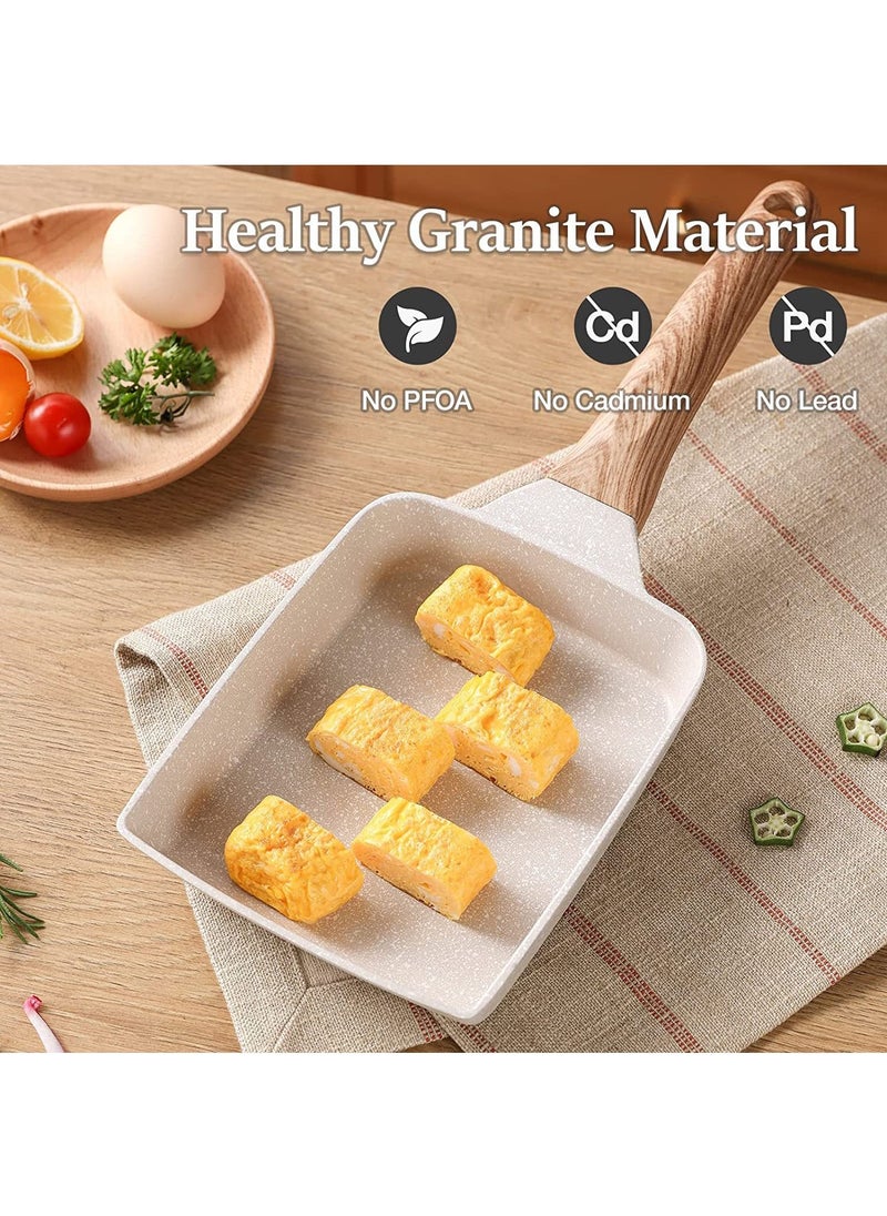 Arabest Omelette Pan, Tamagoyaki Nonstick Frying Pan, Healthy Granite Egg Pan for Breakfast, Suitable for Gas and Induction Cooktops, 7.1x5.9 Inches  - Image 3