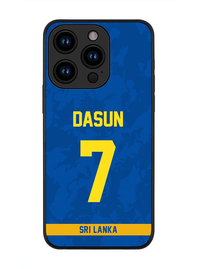 Stylizedd Cover for iPhone 15 Pro Case , Rugged Black Slim fit Soft Flexible Thin Protective Phone Cases - Player Name - Dasun Shanaka, Jersey Number- 7 - Image 1