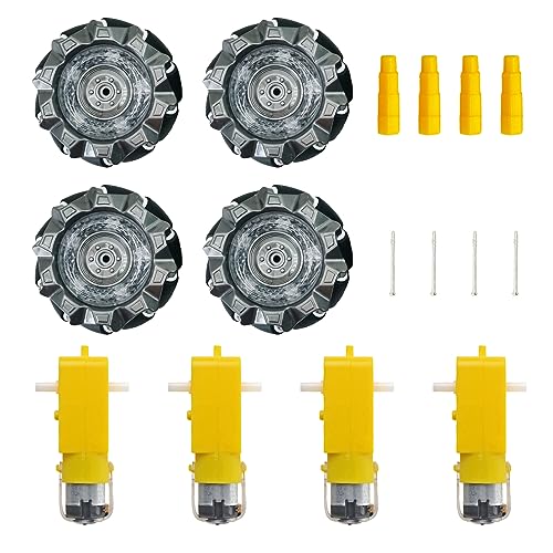 DWWTKL DIY Mecanum Robot Kit - 4WD Omnidirectional Wheels & Motors (4Pcs Wheels, 4Pcs TT Motor) - Image 4
